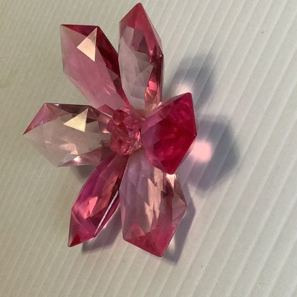 Vintage Signed West Germany Pink Faceted Lucite Flower Brooch Mid-Century - Picture 11 of 14